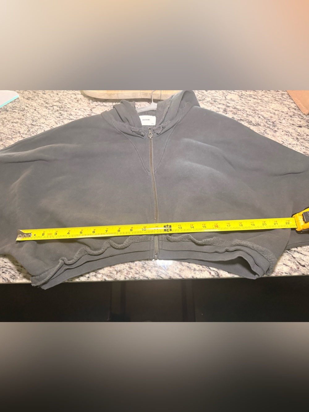♡ Joah Brown NWOT Deconstructed Crop Hoodie in Washed Black - Picture 15 of 16